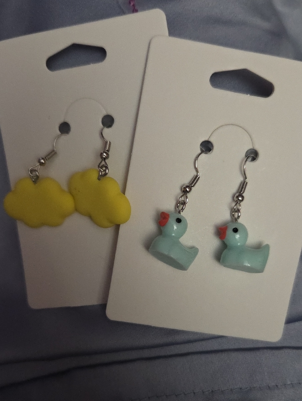 Earrings Yellow Cloud & Mint Duck Dangle - Cute NWOT